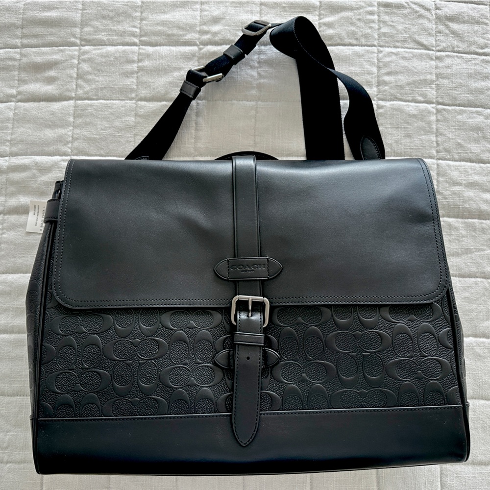 Coach men Hudson Messenger black leather bag